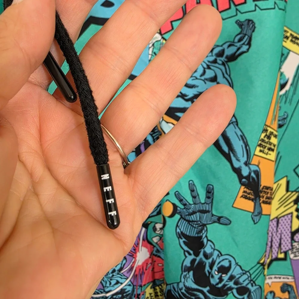 Neff Mens Shorts Black Panther Comic Print‎ Board Shorts Swim Trunks Teal Sz XXL